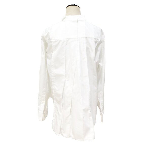 SACAI White Poplin Asymmetrical Tuxedo Collar Pleated Oversized Shirt 1 - Picture 11 of 12